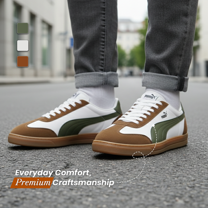 Club 5v5 Inspired SD Street Sneakers (White & Mustard Green)